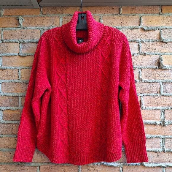 NWOT GAP Cotton Cable Knit Turtleneck Sweater - Picture 1 of 13